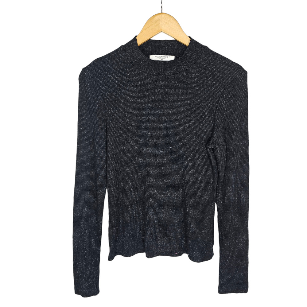 Project Social T Black Silver Metallic Long Sleeve L
